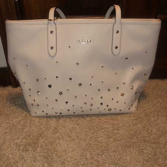 Coach Handbags - Coach CityZip Tote w Stardust Studs in chalk white